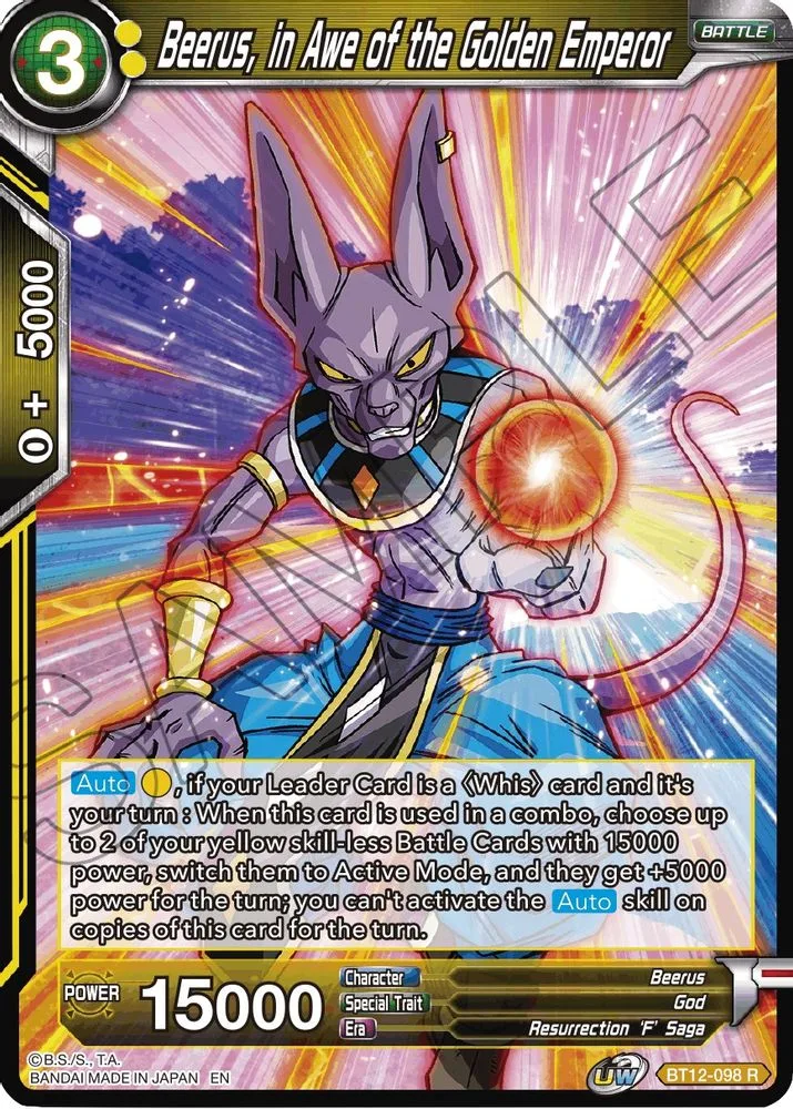 Beerus, in Awe of the Golden Emperor