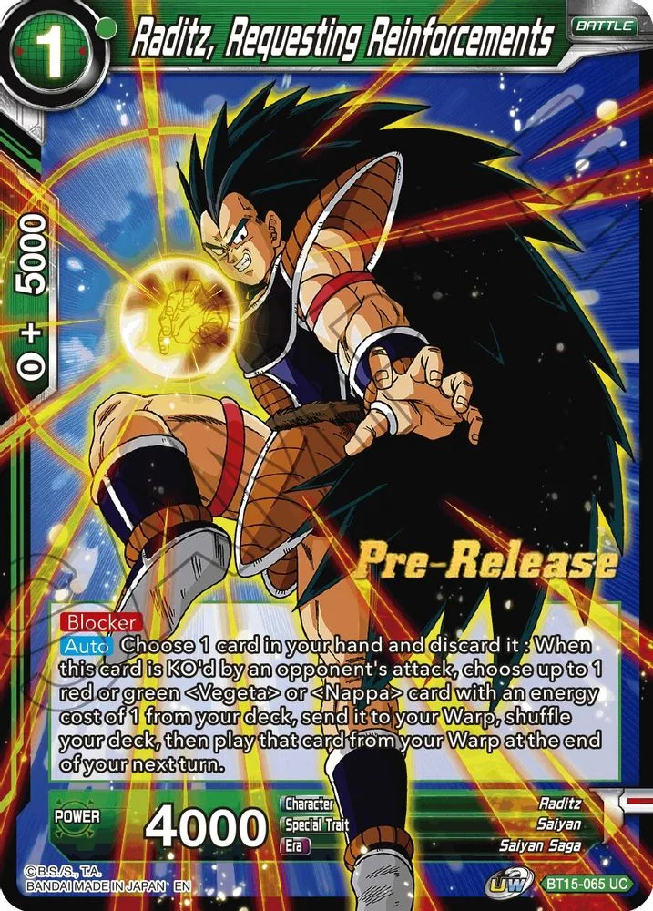 Raditz, Requesting Reinforcements (Pre-Release)
