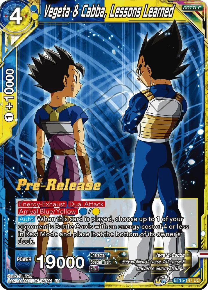 Vegeta & Cabba, Lessons Learned (Pre-Release)