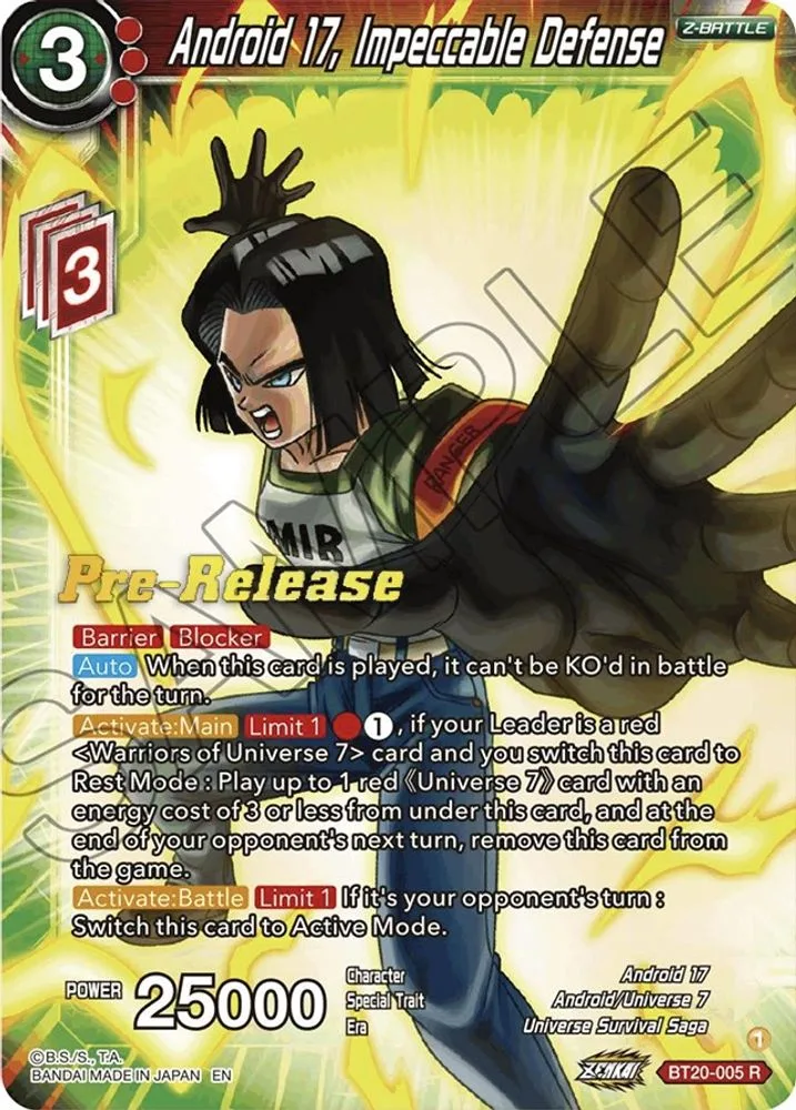 Android 17, Impeccable Defense (Pre-Release)