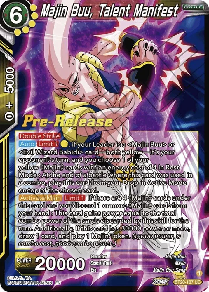Majin Buu, Talent Manifest (Pre-Release)