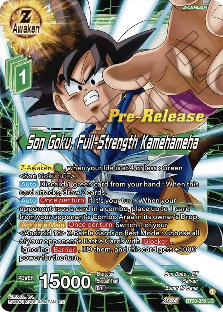 Son Goku, Full-Strength Kamehameha (Pre-Release)