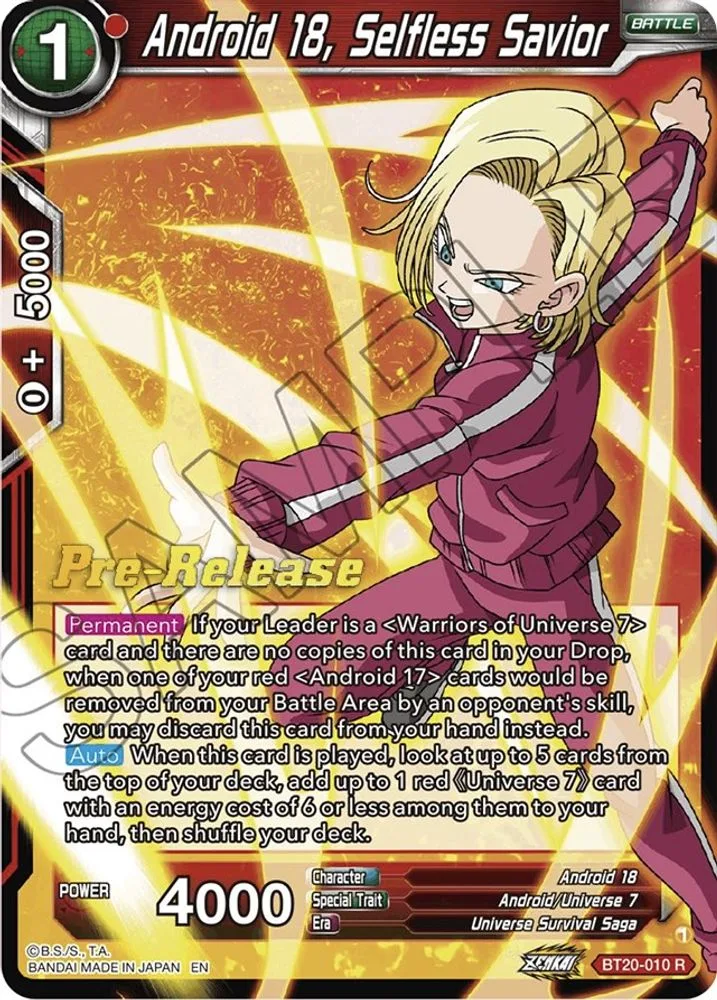 Android 18, Selfless Savior (Pre-Release)
