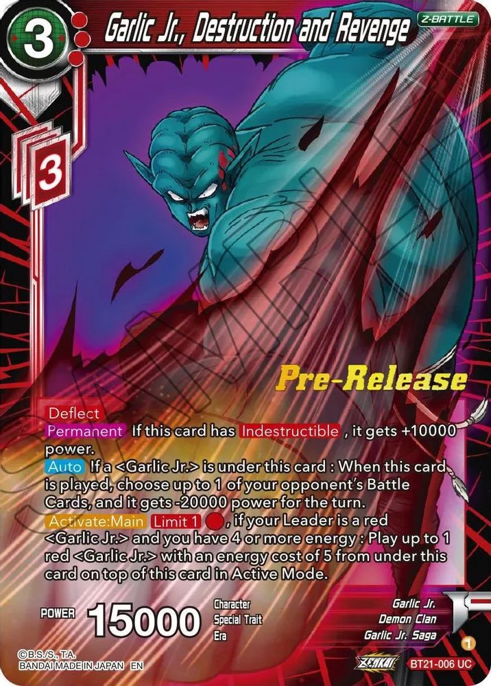 Garlic Jr., Destruction and Revenge (Pre-Release)