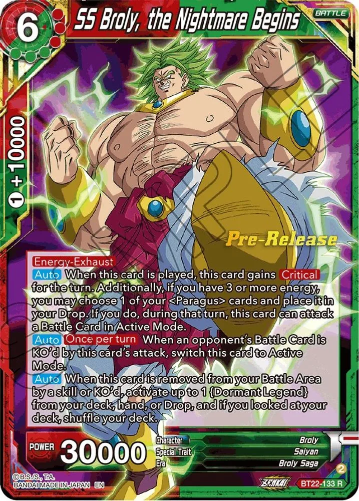 SS Broly, the Nightmare Begins (Pre-Release)