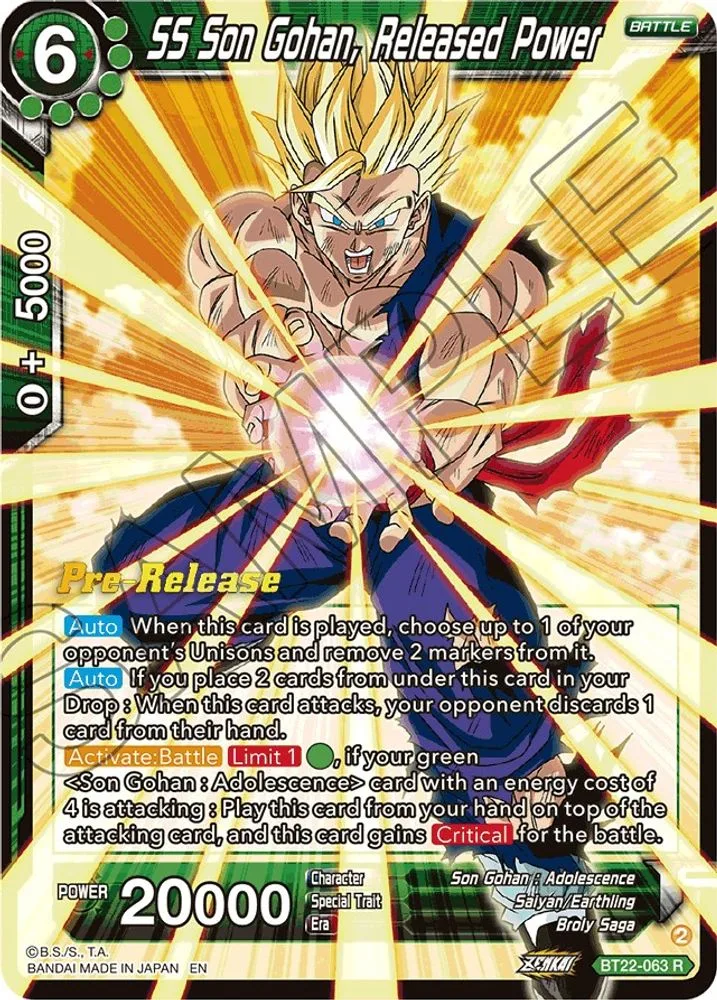 SS Son Gohan, Released Power (Pre-Release)