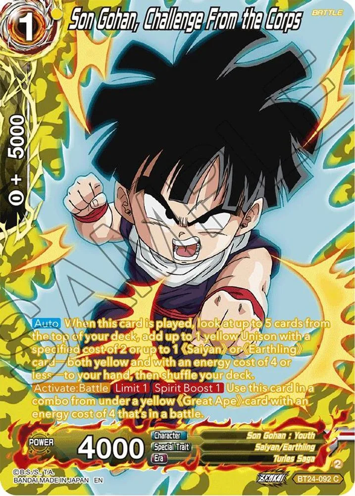 Son Gohan, Challenge From the Corps (Collector Booster Silver)