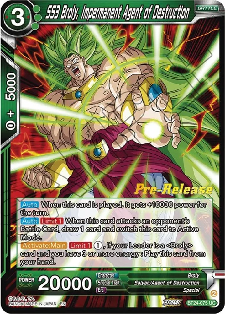 SS3 Broly, Impermanent Agent of Destruction (Pre-Release)