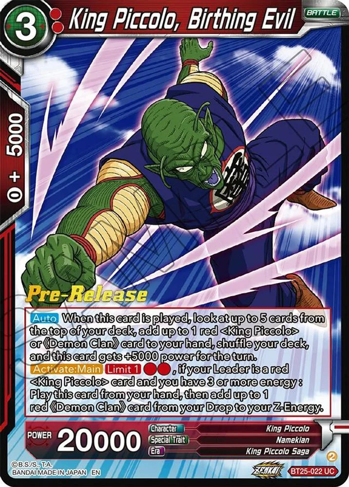 King Piccolo, Birthing Evil (Pre-Release)