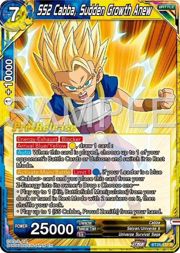 SS2 Cabba, Sudden Growth Anew (Pre-Release)