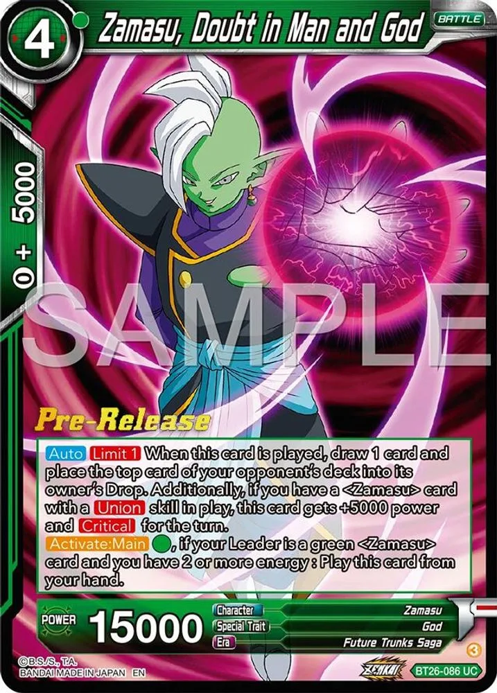 Zamasu, Doubt in Man and God (Pre-Release)