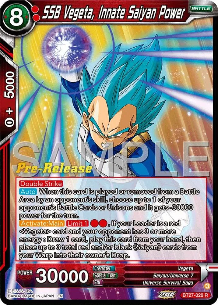 SSB Vegeta, Innate Saiyan Power (Pre-Release)