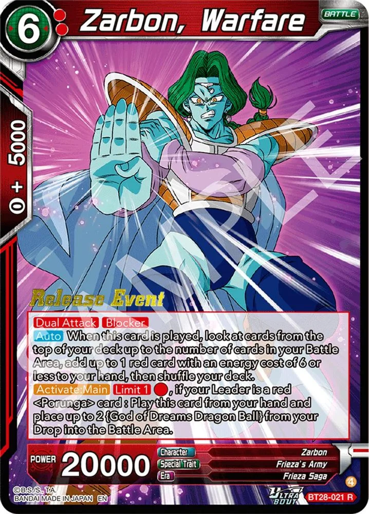 Zarbon, Warfare (Release Event)