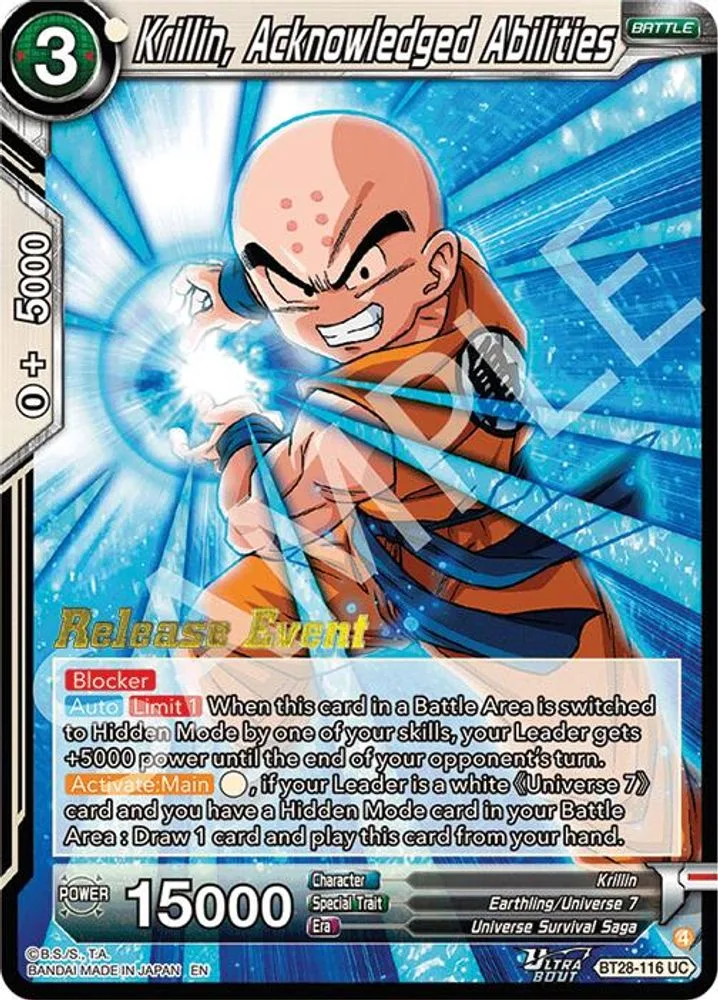 Krillin, Acknowledged Abilities (Release Event)
