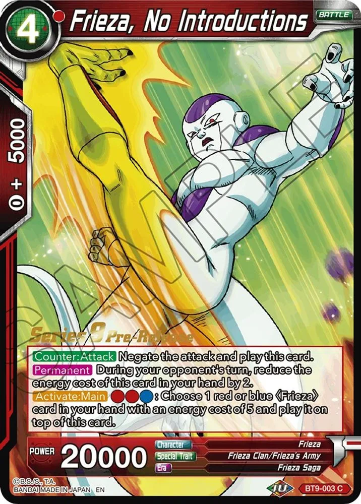 Frieza, No Introductions (Pre-Release)
