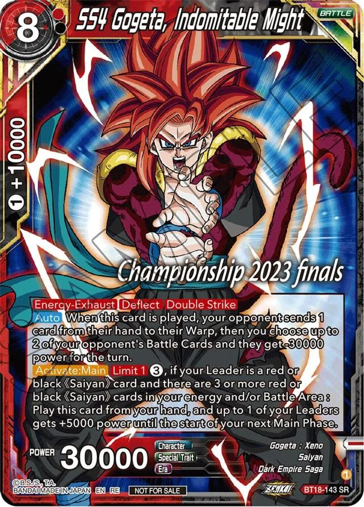 SS4 Gogeta, Indomitable Might (2023 Championship Finals Celebration Pack)