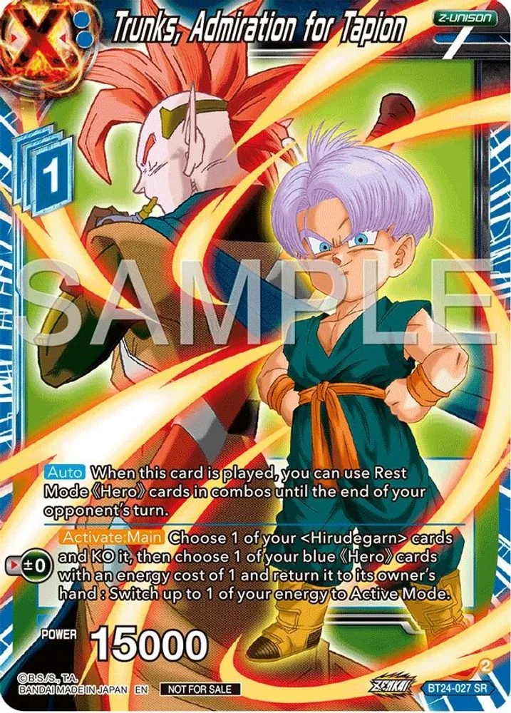 Trunks, Admiration for Tapion (Championship 2024 Finals Zenkai Pack)