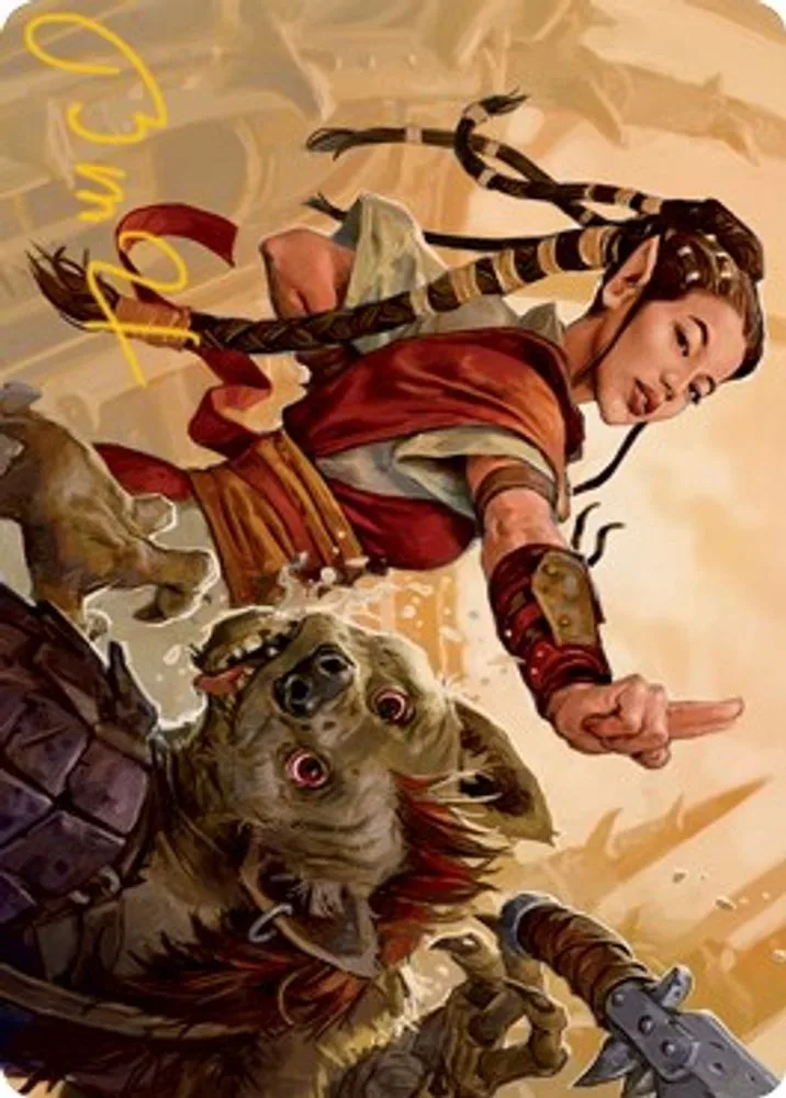 Half-Elf Monk Art Card (Gold-Stamped Signature)