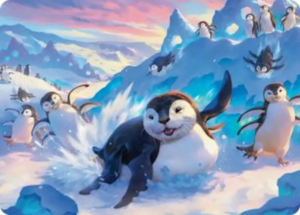 Otter-Penguin Art Card