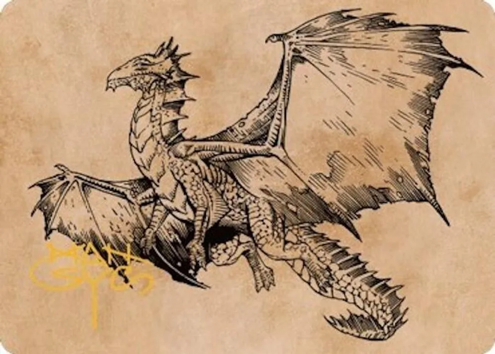 Ancient Bronze Dragon Art Card (58/81 · Gold-Stamped Signature)