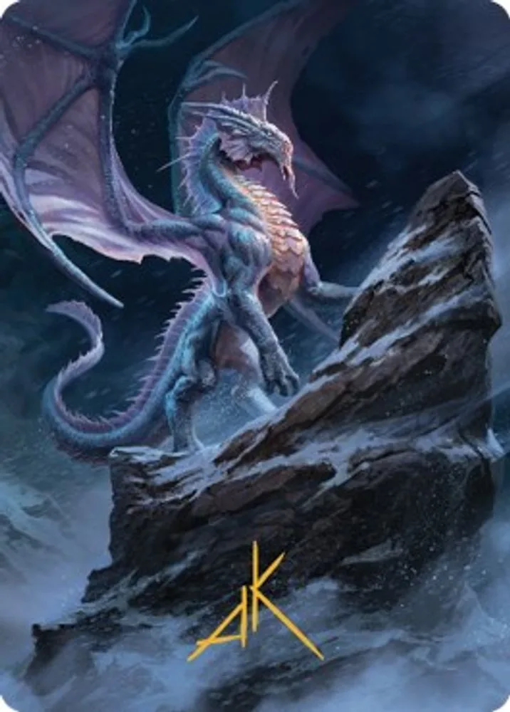 Ancient Silver Dragon Art Card (6/81 · Gold-Stamped Signature)