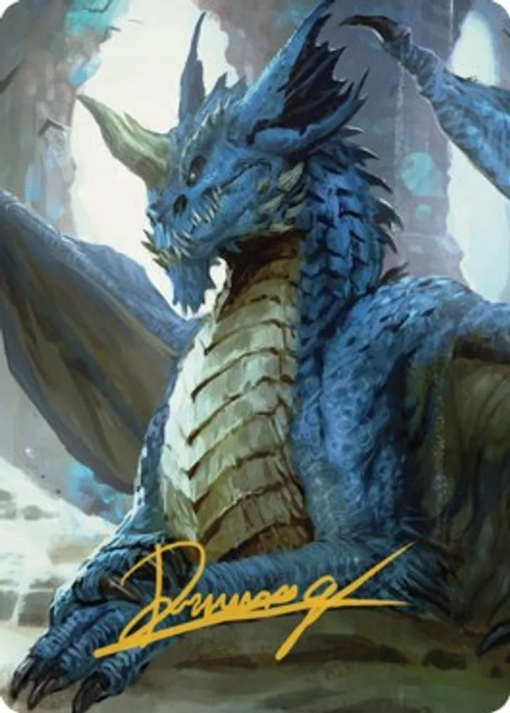 Young Blue Dragon Art Card (Gold-Stamped Signature)