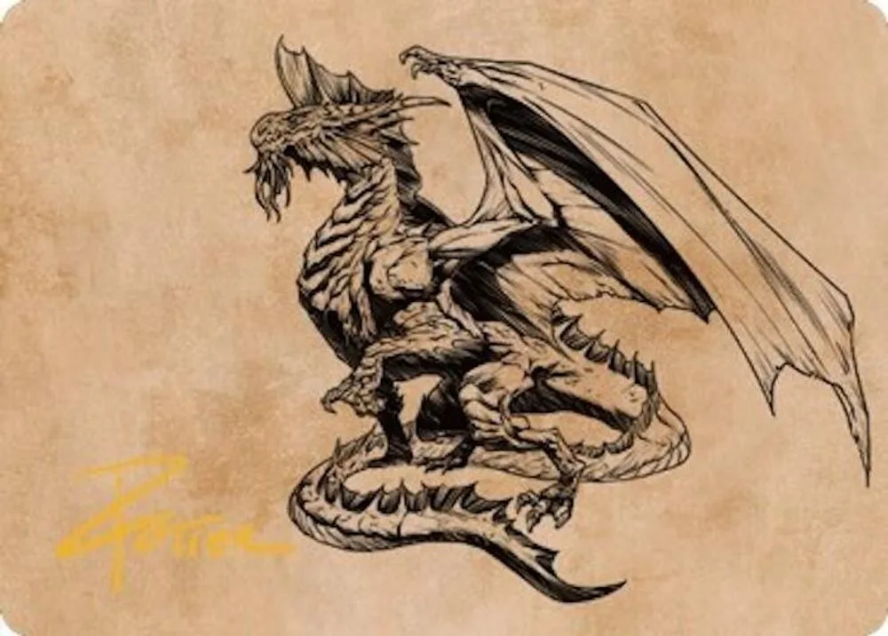 Ancient Silver Dragon Art Card (47/81 · Gold-Stamped Signature)
