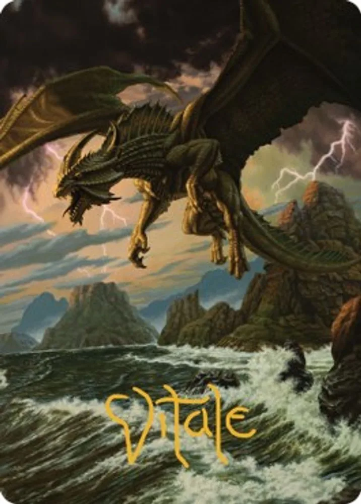 Ancient Bronze Dragon Art Card (3/81 · Gold-Stamped Signature)