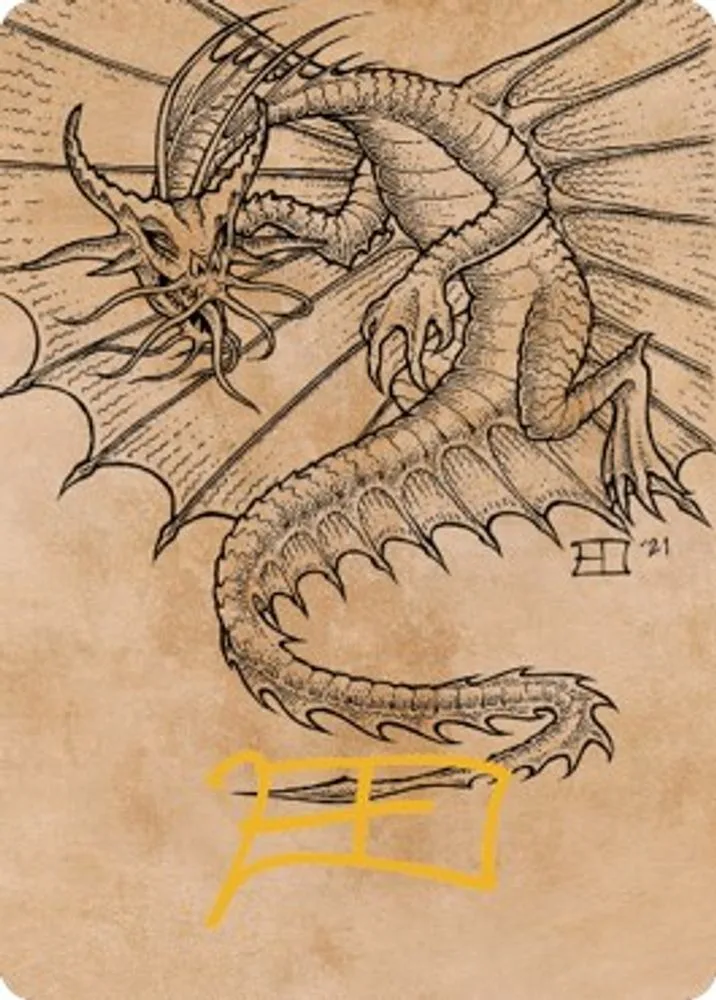Ancient Gold Dragon Art Card (44/81 · Gold-Stamped Signature)
