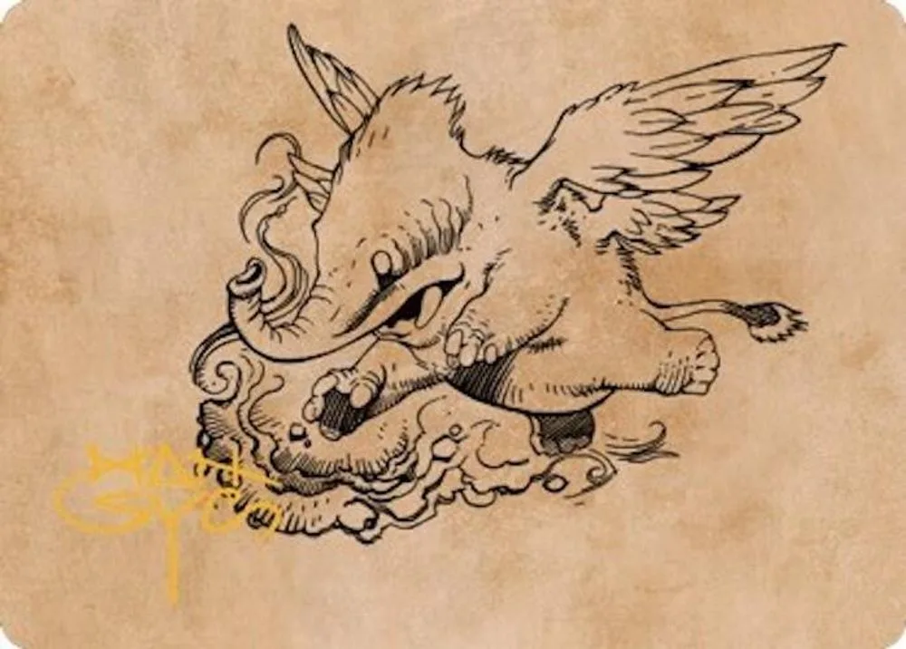 Lulu, Loyal Hollyphant Art Card (Gold-Stamped Signature)