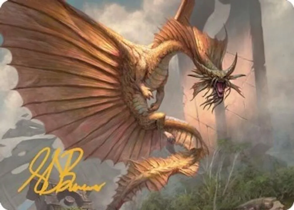 Ancient Gold Dragon Art Card (28/81 · Gold-Stamped Signature)
