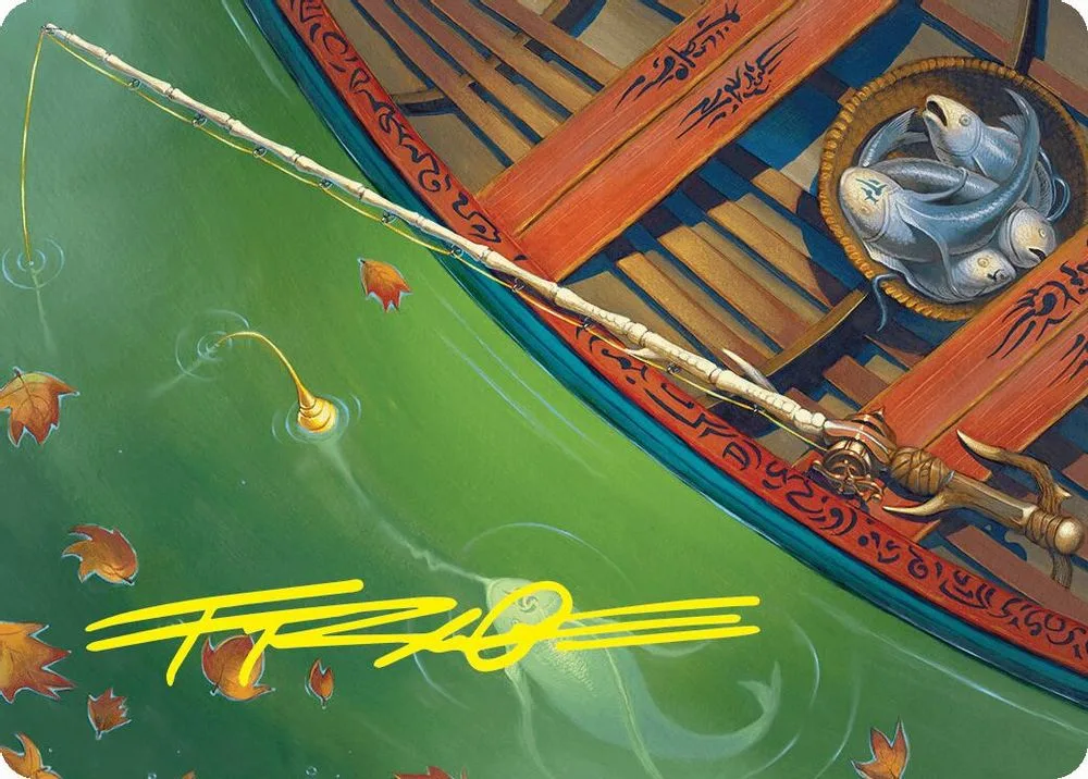 Fishing Pole Art Card (18/54 · Gold-Stamped Signature)