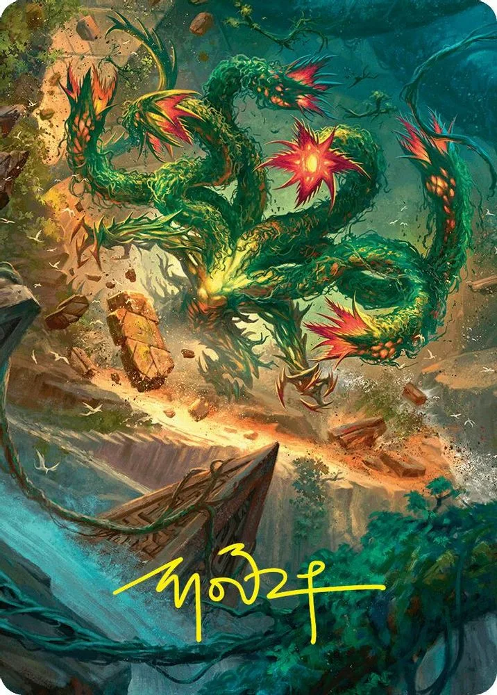Mossborn Hydra Art Card (42/54 · Gold-Stamped Signature)