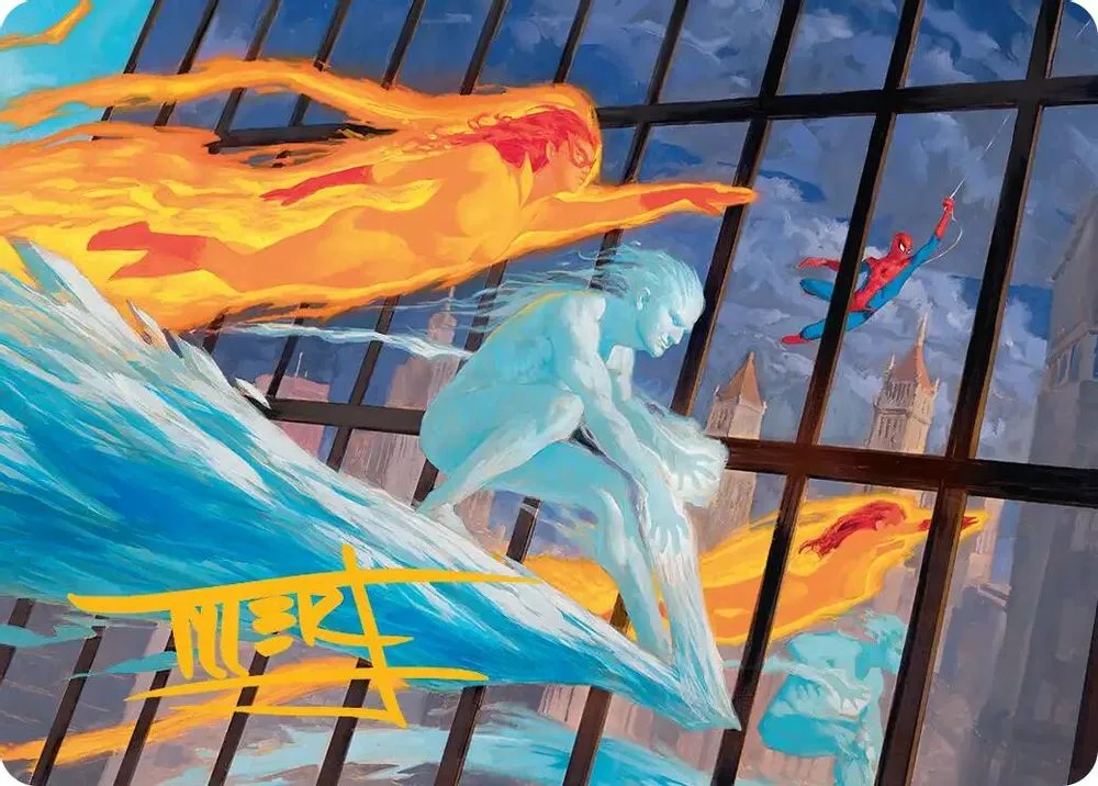 Iceman and Firestar Art Card (Gold-Stamped Signature)