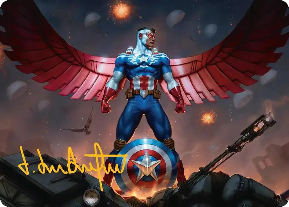 Captain America, Wings of Freedom Art Card (2/45 · Gold-Stamped Signature)