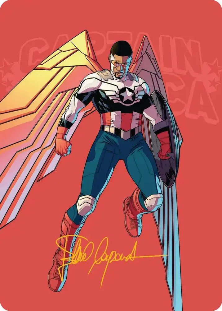 Captain America, Wings of Freedom Art Card (22/45 · Gold-Stamped Signature)