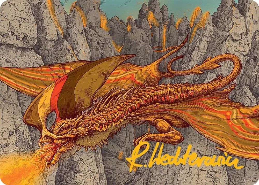 Magmatic Hellkite Art Card (34/54 · Gold-Stamped Signature)