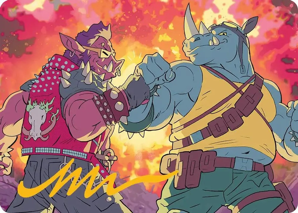Bebop & Rocksteady Art Card (Gold-Stamped Signature)