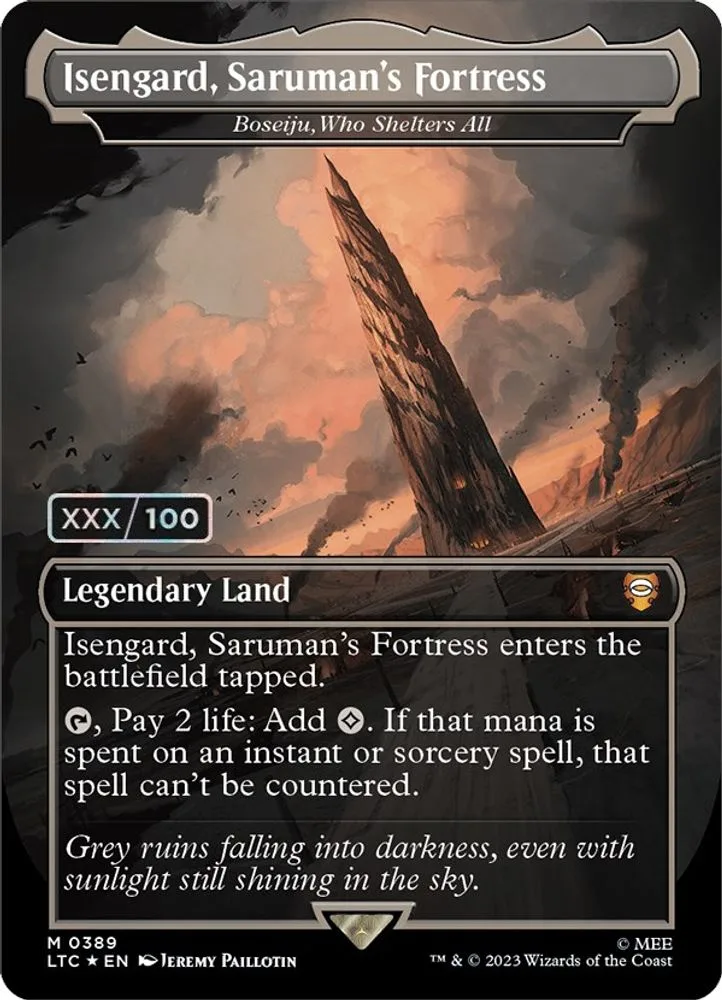 Isengard, Saruman's Fortress - Boseiju, Who Shelters All (Borderless · Serial Numbered)