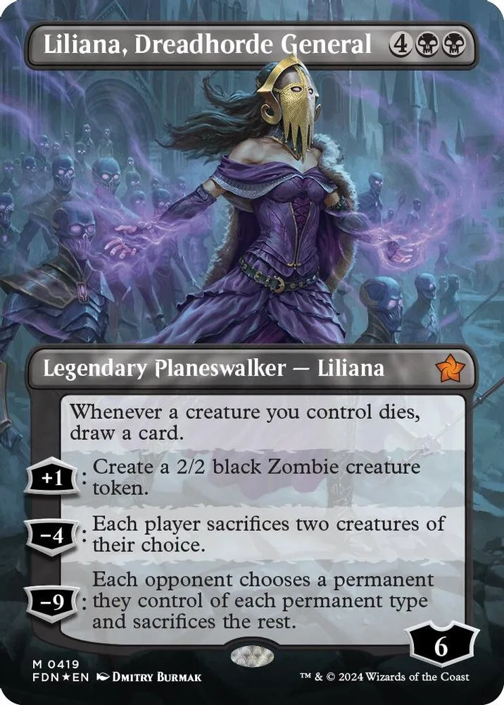 Liliana, Dreadhorde General (Borderless) (Mana Foil)