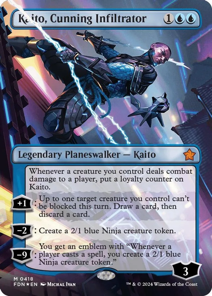 Kaito, Cunning Infiltrator (Borderless) (Mana Foil)