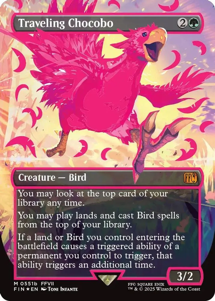 Traveling Chocobo (Borderless) (Neon Ink Pink)