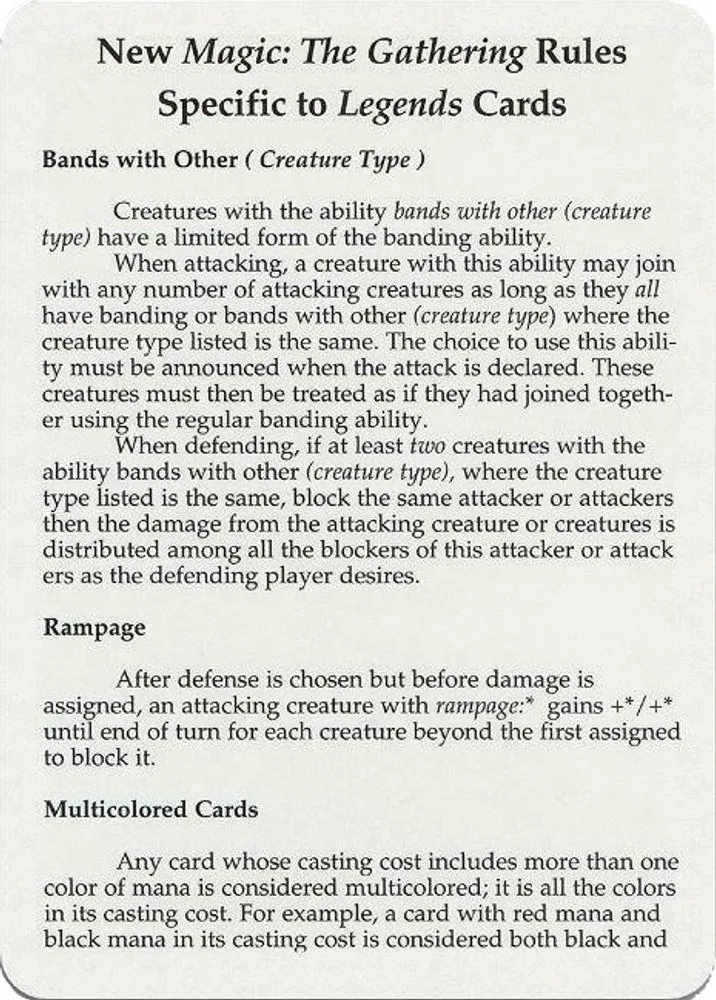 Legends Rules Card