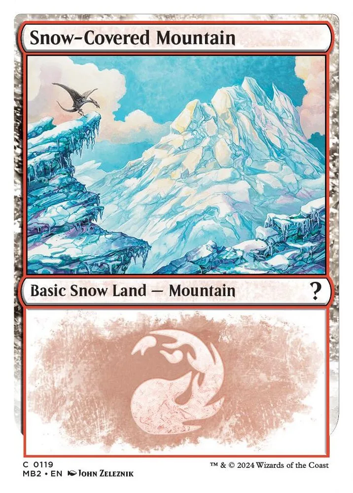 Snow-Covered Mountain (White Border)