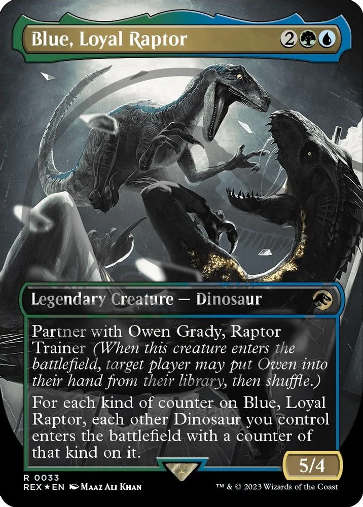 Blue, Loyal Raptor (Borderless) (Emblem)