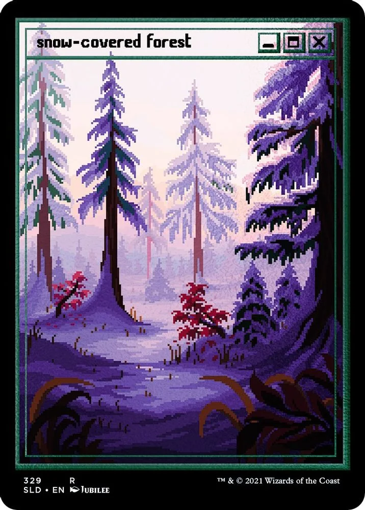 Snow-Covered Forest (PixelSnowLands.jpg · Foil Etched)