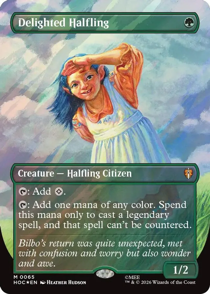 Delighted Halfling (Borderless · Surge Foil)