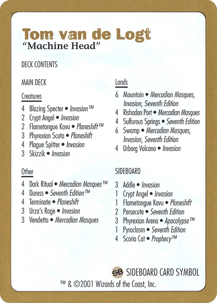 Tom van de Logt Decklist (2001)