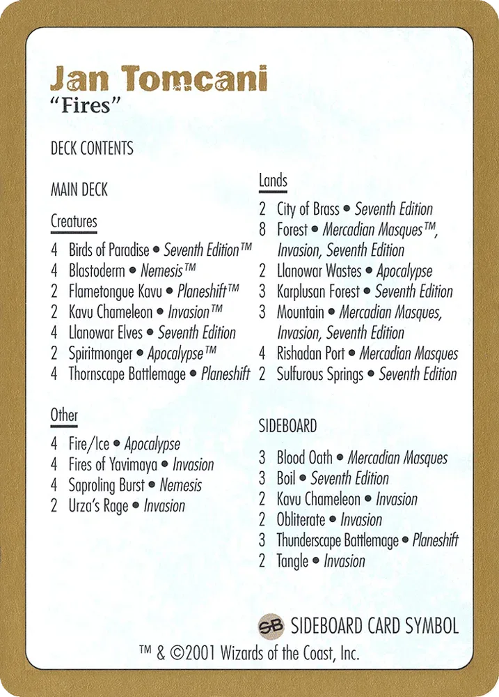 Jan Tomcani Decklist