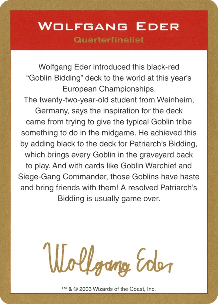 Wolfgang Eder Bio